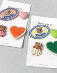 Bear brooch set of 4 character badge